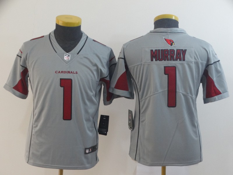 Youth Arizona Cardinals #1 Kyler Murray Silver Inverted Legend Stitched NFL Jersey Youth Arizona Cardinals #1 Kyler Murray Silver Inverted Legend Stitched NFL Jersey